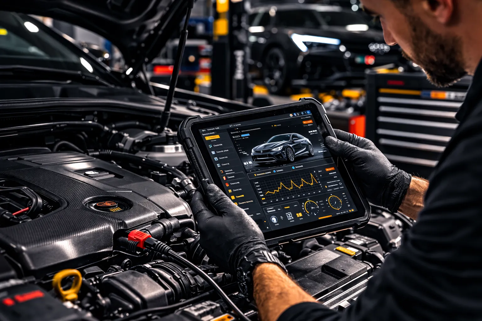 Motordiagnose mit Tablet bei Mastercars Schönewalde